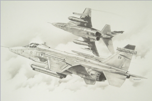 aviation art drawing RAF Jaguar