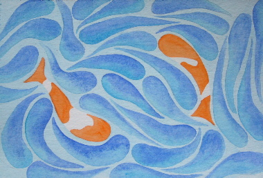 watercolour abstract koi carp