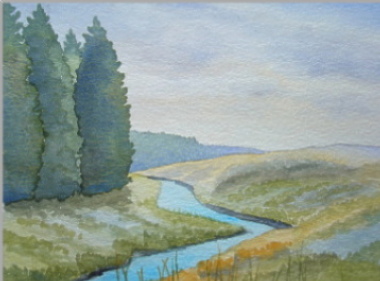 watercolour forest trees